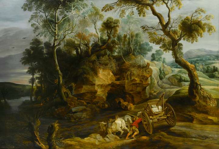 Landscape with a Cart Crossing a River